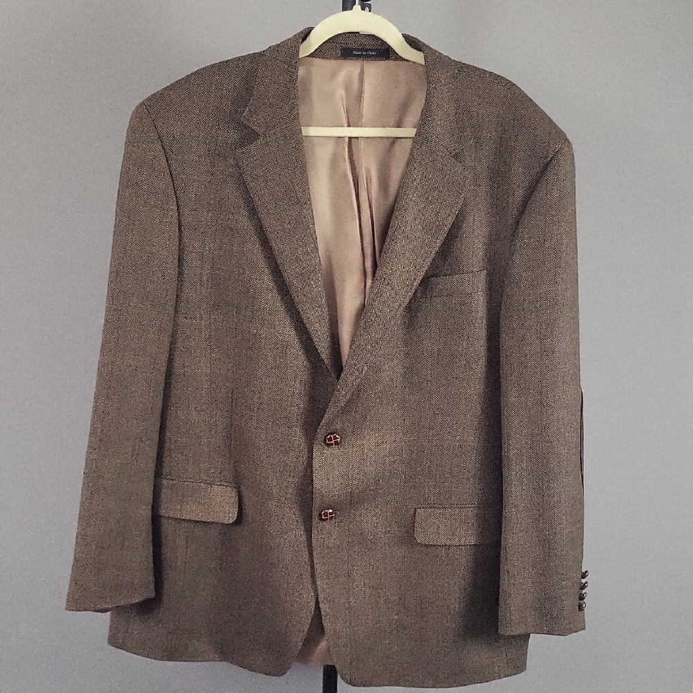 Lauren Ralph Lauren Herringbone Lambswool Elbow Patch Sport Coat/Blazer 46R